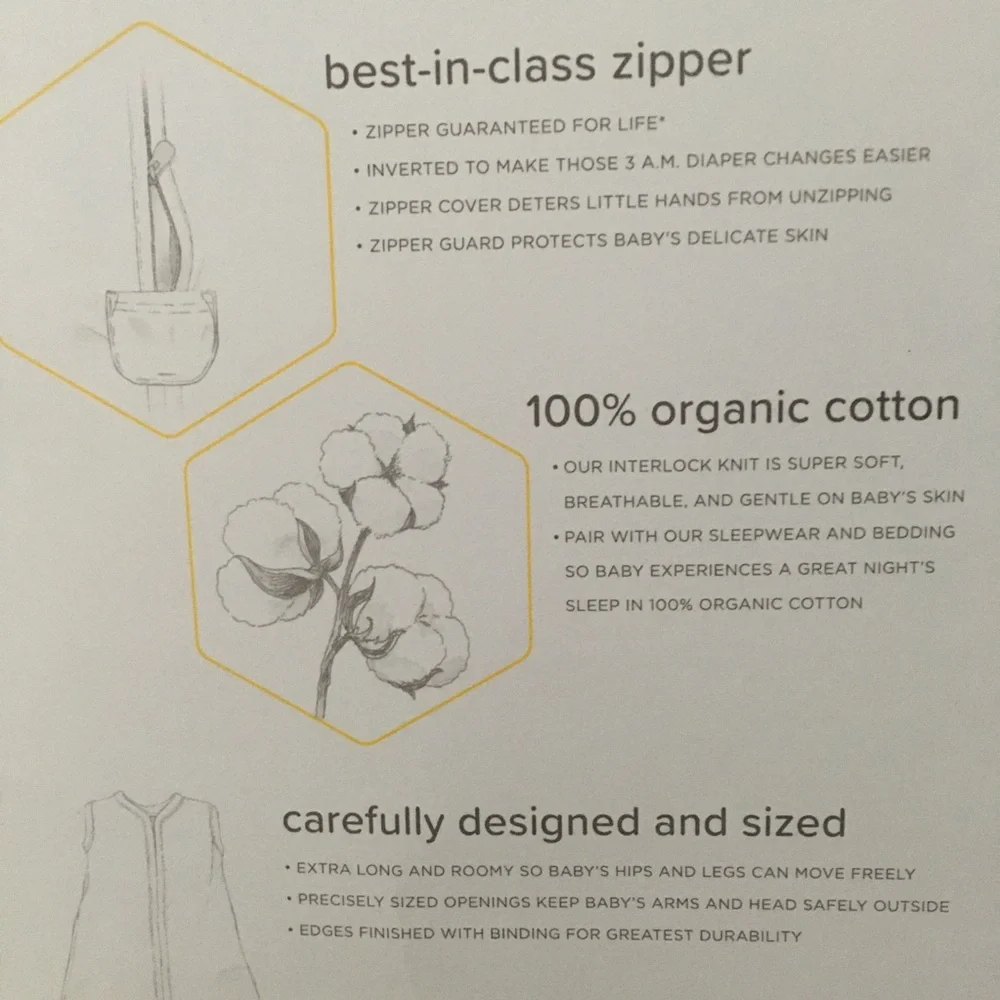 Burt's Bees Wearable Baby Blanket 100% Organic Cotton Beekeeper 6-12M Size Med